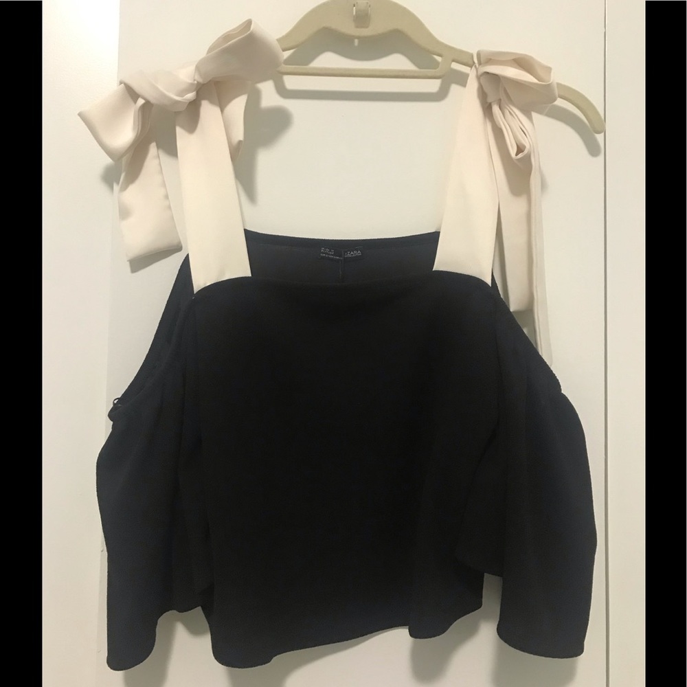 ZARA Cold Shoulder Top with Bows at Shoulder